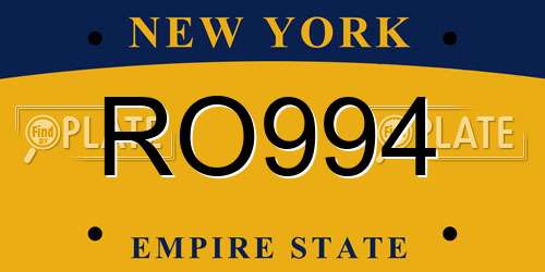 RO994 New York License Plate