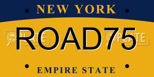 ROAD75 New York License Plate