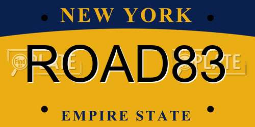 ROAD83 New York License Plate