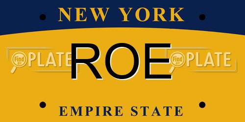 ROE New York License Plate