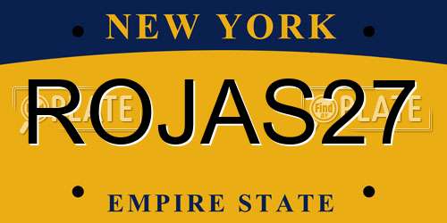 ROJAS27 New York License Plate
