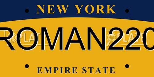 ROMAN220 New York License Plate