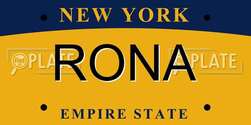 RONA New York License Plate