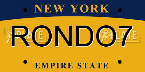 RONDO7 New York License Plate