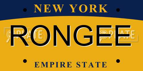 RONGEE New York License Plate