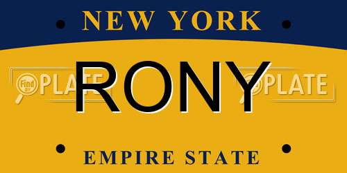 RONY New York License Plate