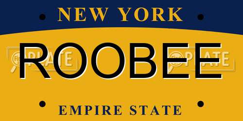 ROOBEE New York License Plate