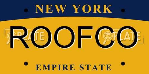 ROOFCO New York License Plate
