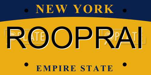 ROOPRAI New York License Plate