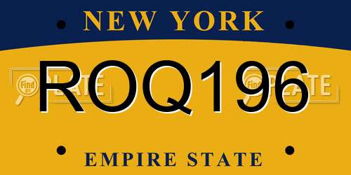 ROQ196 New York License Plate