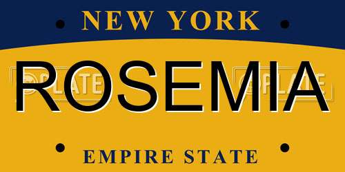 ROSEMIA New York License Plate