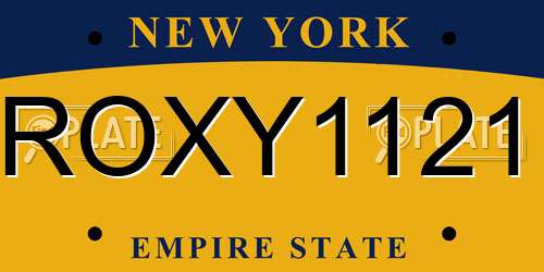 ROXY1121 New York License Plate
