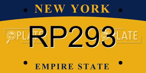 RP293 New York License Plate