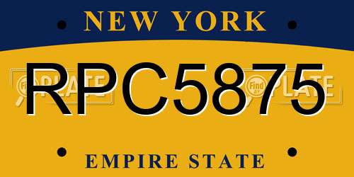 RPC5875 New York License Plate
