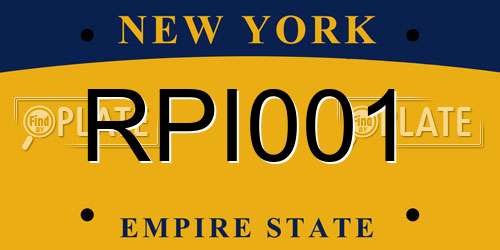 RPI001 New York License Plate
