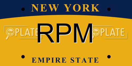 RPM New York License Plate