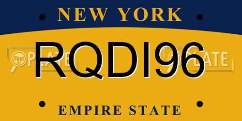 RQDI96 New York License Plate