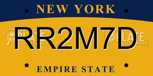 RR2M7D New York License Plate