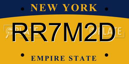 RR7M2D New York License Plate