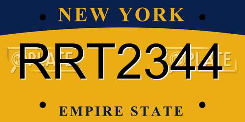 RRT2344 New York License Plate