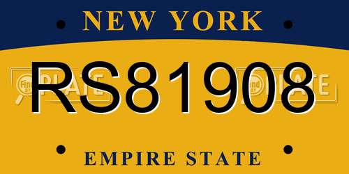 RS81908 New York License Plate