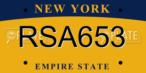 RSA653 New York License Plate