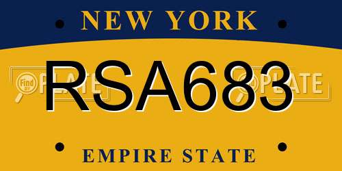 RSA683 New York License Plate