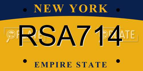 RSA714 New York License Plate