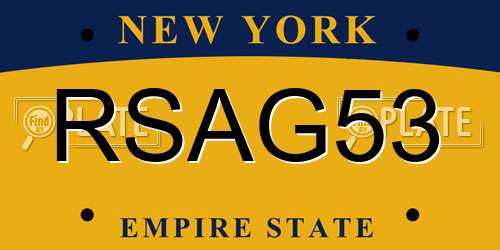 RSAG53 New York License Plate