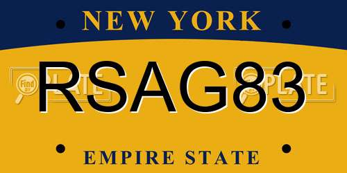 RSAG83 New York License Plate