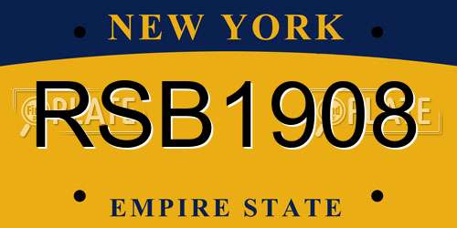 RSB1908 New York License Plate