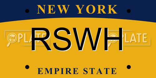 RSWH New York License Plate