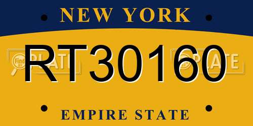 RT30160 New York License Plate