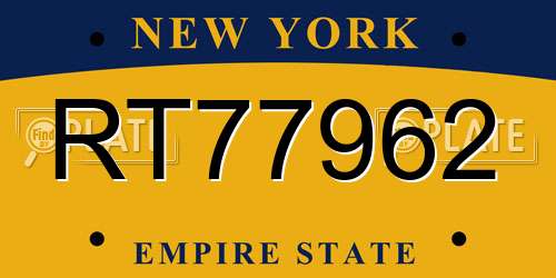 RT77962 New York License Plate