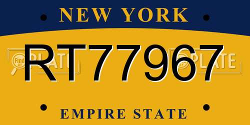 RT77967 New York License Plate