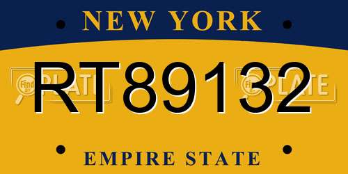 RT89132 New York License Plate