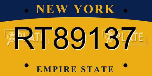 RT89137 New York License Plate