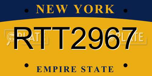 RTT2967 New York License Plate