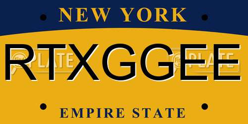 RTXGGEE New York License Plate