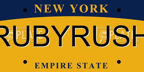 RUBYRUSH New York License Plate