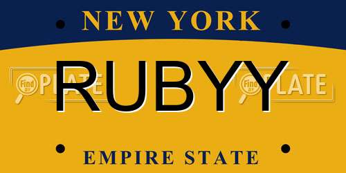 RUBYY New York License Plate