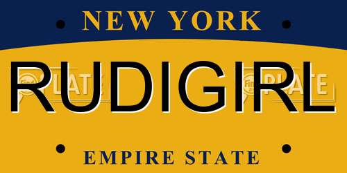 RUDIGIRL New York License Plate