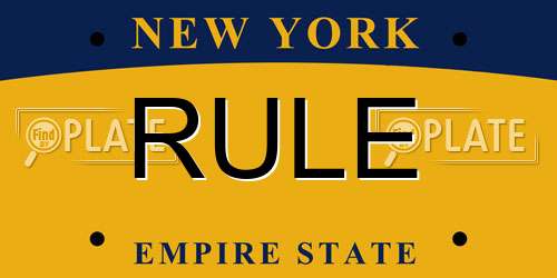 RULE New York License Plate