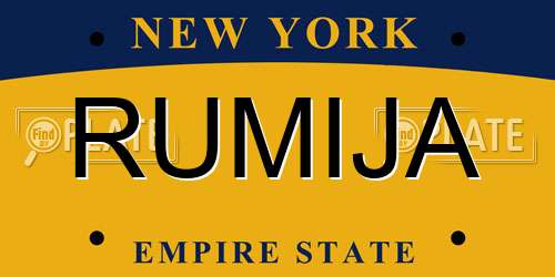 RUMIJA New York License Plate