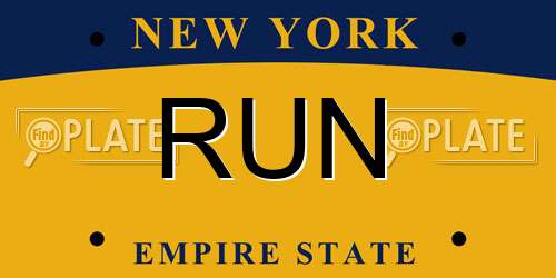 RUN New York License Plate