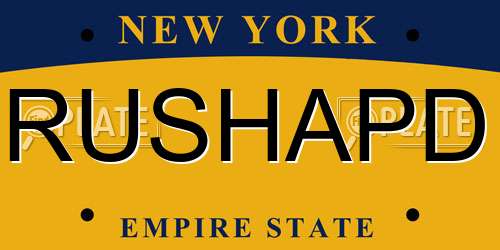 RUSHAPD New York License Plate