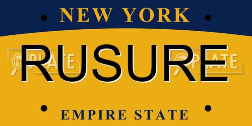RUSURE New York License Plate