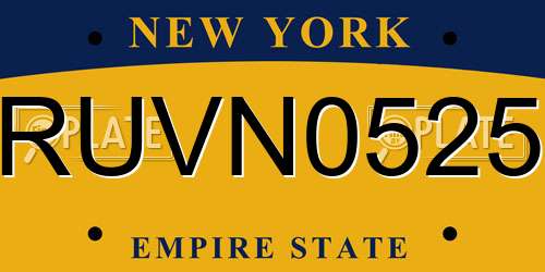 RUVN0525 New York License Plate
