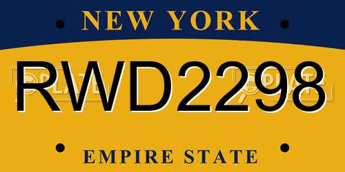RWD2298 New York License Plate