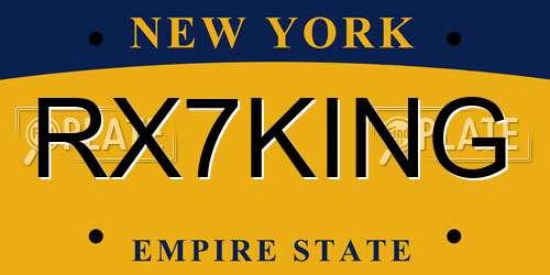 RX7KING New York License Plate